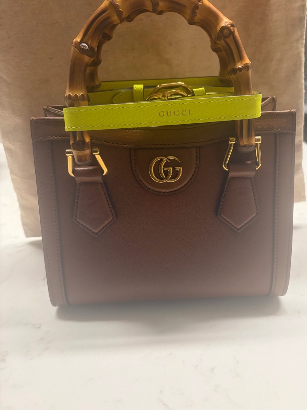 Small Diana Gucci Brown Leather with bamboo handles